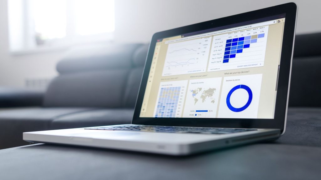Laptop showing sales analytics dashboards
